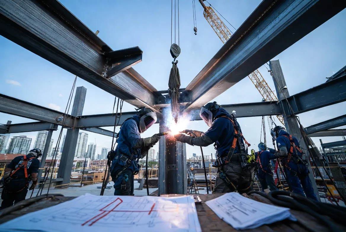 Structural steel welding on a GTA commercial site