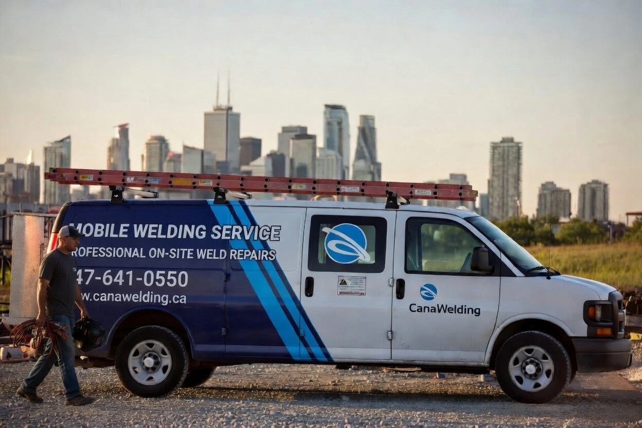 CanaWelding mobile welding service van with the Toronto skyline in the background