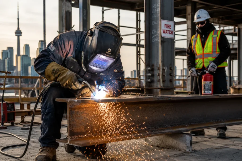 Welder welding after getting Hot Work Permit