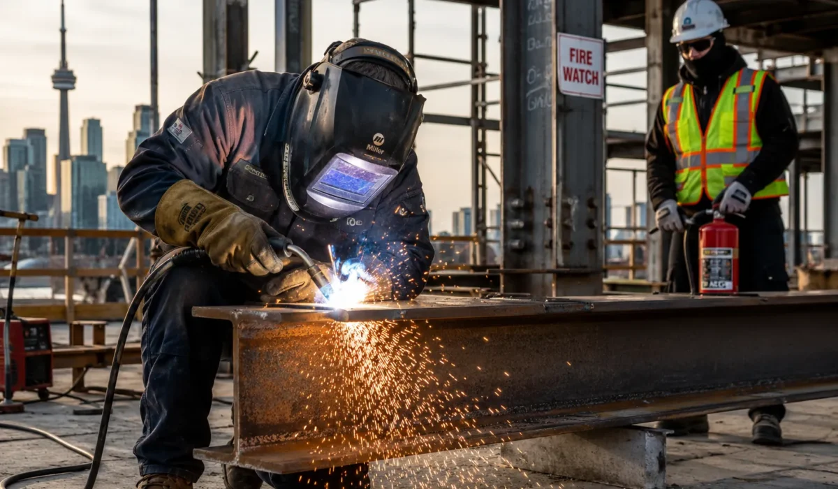Welder welding after getting Hot Work Permit